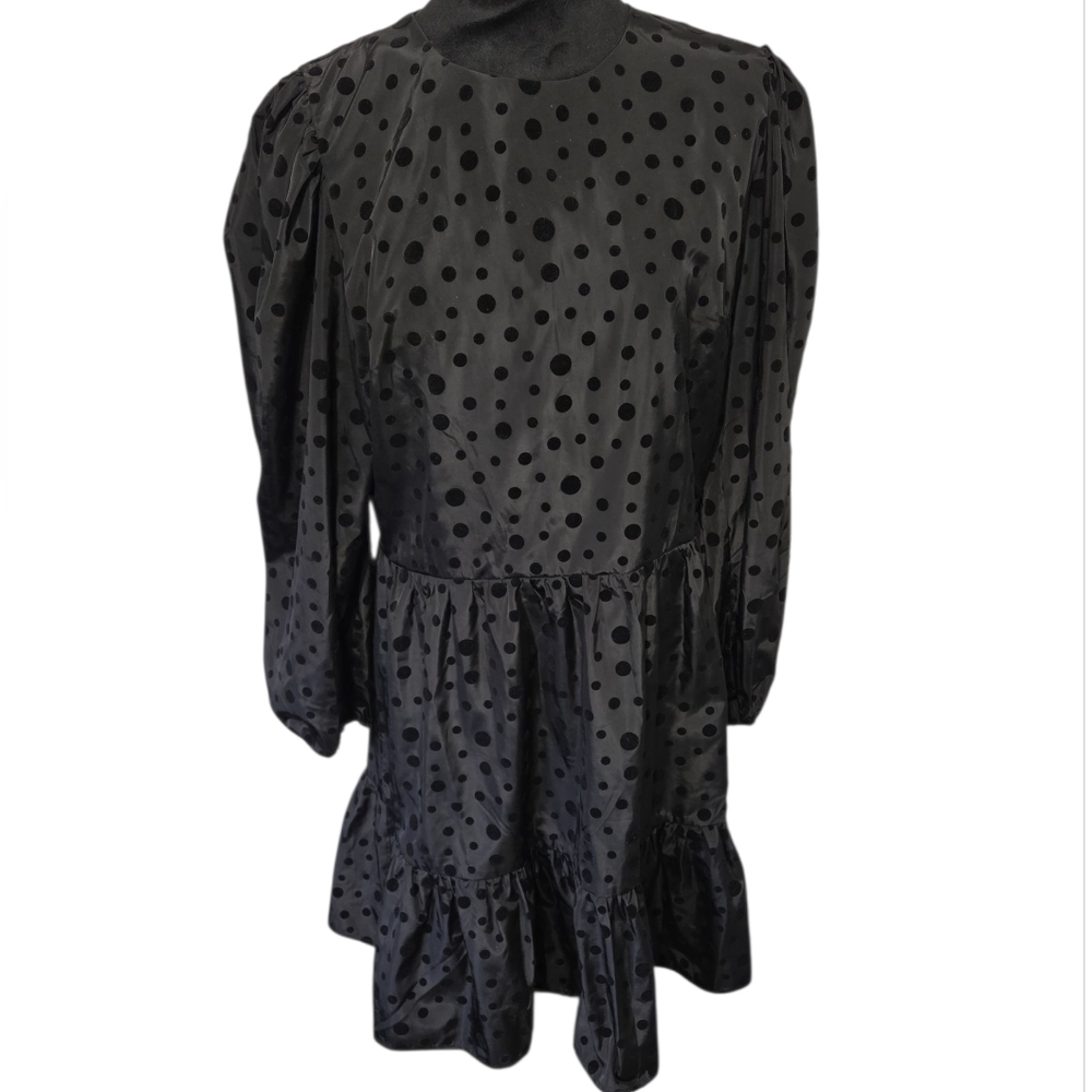 Express Black Polka Dot Dress With Back Zip Closure Large